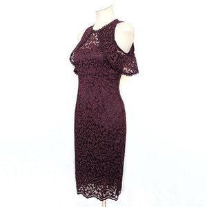 NWOT White House Black Market Burgundy Cold Shoulder Sheath Cocktail Dress